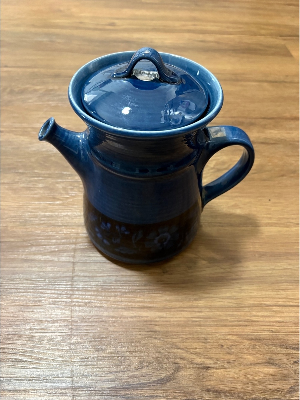 Vintage Metlox Poppytrail Bandero Coffee Pot w/ Lid Blue Floral USA 8.5”